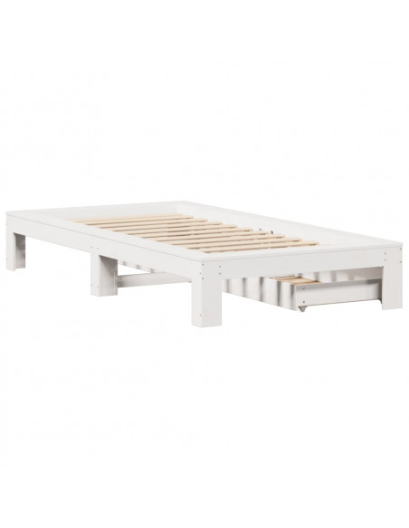 Giroletto senza Materasso Bianco 75x190 Legno Massello di Pino