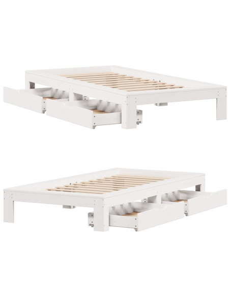 Giroletto senza Materasso Bianco 75x190 Legno Massello di Pino