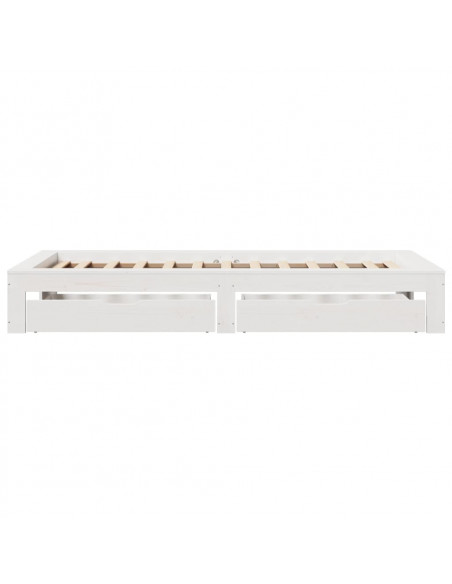 Letto senza Materasso Bianco 90x190 cm in Legno Massello Pino