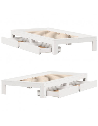Letto senza Materasso Bianco 90x190 cm in Legno Massello Pino