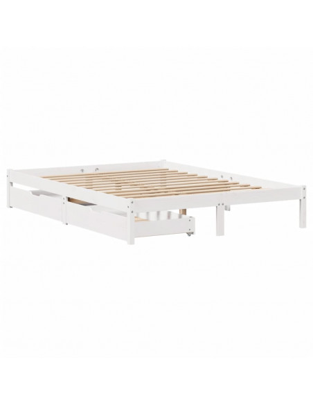 Letto senza Materasso Bianco 120x190 cm Legno Massello di Pino