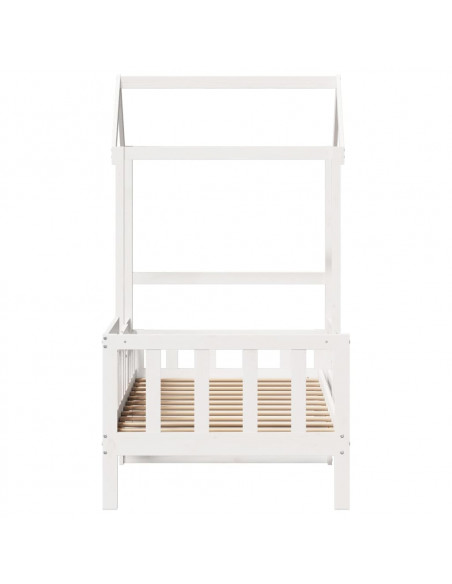 Dormeuse con Tetto 90x190 cm Bianco in Legno Massello di Pino
