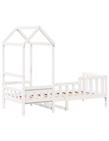 Dormeuse con Tetto 90x190 cm Bianco in Legno Massello di Pino