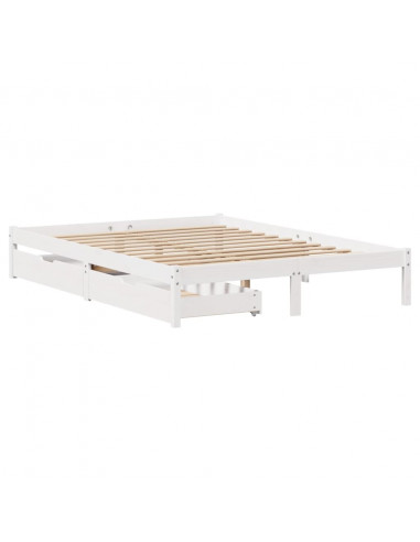 Letto senza Materasso Bianco 135x190 cm Legno Massello di Pino