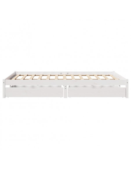 Letto senza Materasso Bianco 135x190 cm Legno Massello di Pino