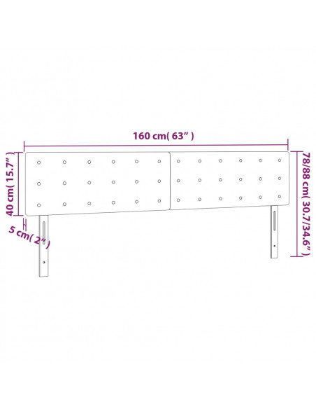 Testiera Bianca a LED 160x5x78/88 cm in Similpelle