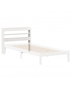 Testiera con Ripiani Bianca 90 cm in Legno Massello di Pino