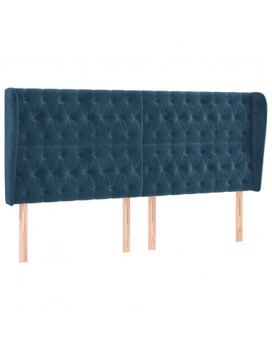 Testiera ad Orecchio Blu Scuro 183x23x118/128 cm in Velluto