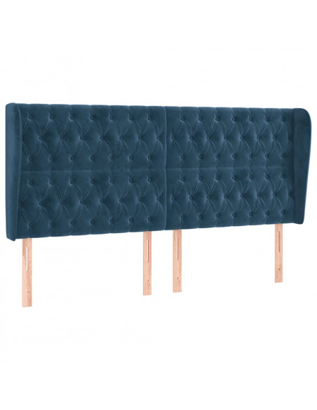 Testiera ad Orecchio Blu Scuro 183x23x118/128 cm in Velluto