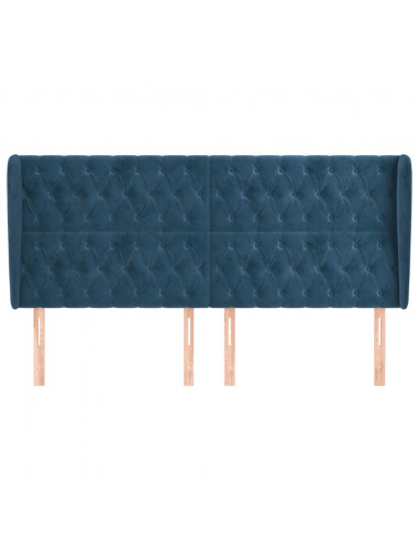 Testiera ad Orecchio Blu Scuro 183x23x118/128 cm in Velluto