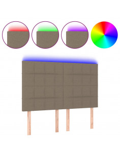 Testiera a LED Tortora 144x5x118/128 cm in Tessuto 2