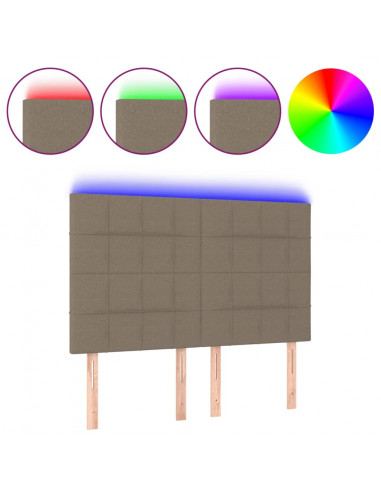 Testiera a LED Tortora 144x5x118/128 cm in Tessuto