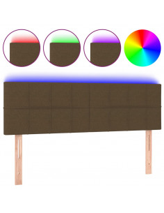 Testiera a LED Marrone Scuro 144x5x78/88 cm in Tessuto 2
