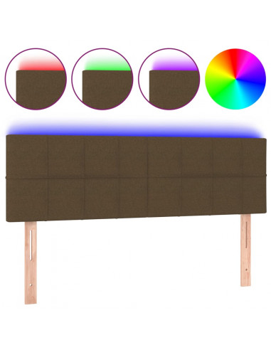 Testiera a LED Marrone Scuro 144x5x78/88 cm in Tessuto