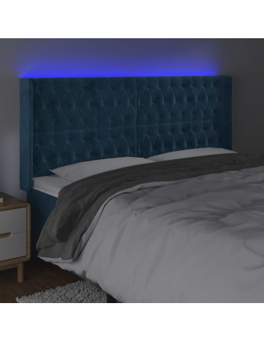 Testiera a LED Blu Scuro 183x16x118/128 cm in Velluto