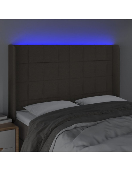 Testiera a LED Tortora 147x16x118/128 cm in Tessuto
