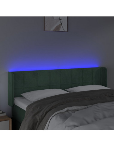 Testiera a LED Verde Scuro 147x16x78/88 cm in Velluto