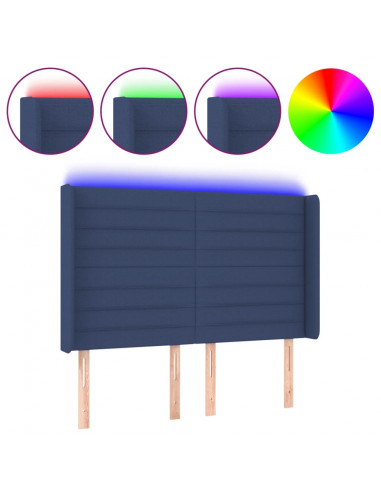 Testiera a LED Blu 147x16x118/128 cm in Tessuto