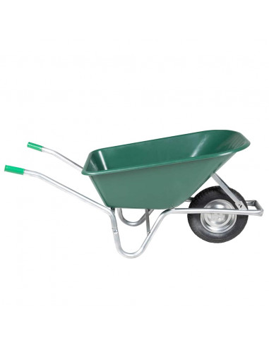 Carriola Verde 90 L 150 kg in Acciaio Zincato e Plastica