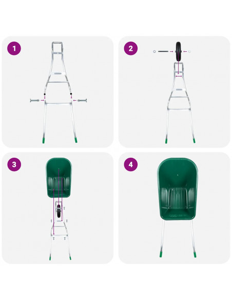 Carriola Verde 90 L 150 kg in Acciaio Zincato e Plastica