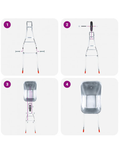 Carriola 90 L 150 kg in Acciaio Zincato e Plastica