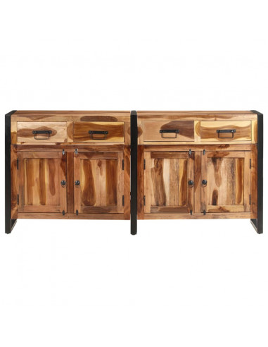 Credenza 172x35x80 cm in Legno di Acacia con Finitura Miele