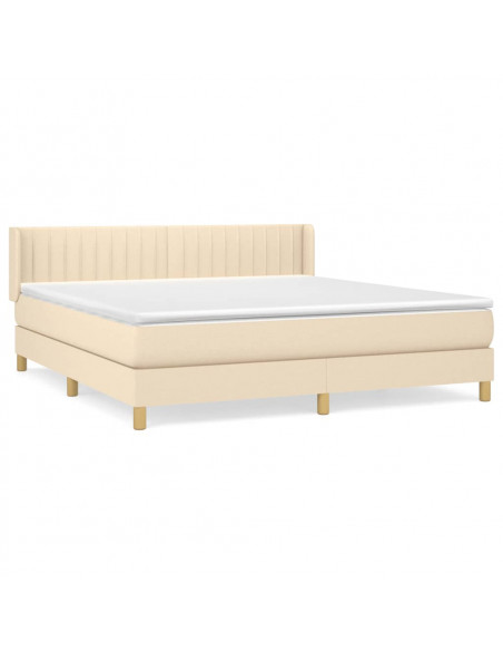 Giroletto a Molle con Materasso Crema 180x200 cm in Tessuto