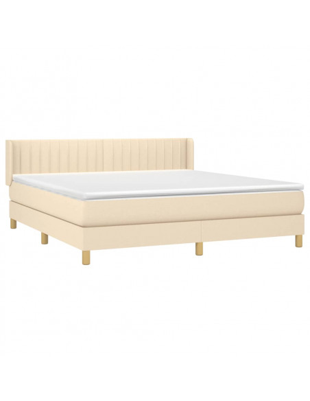 Giroletto a Molle con Materasso Crema 180x200 cm in Tessuto