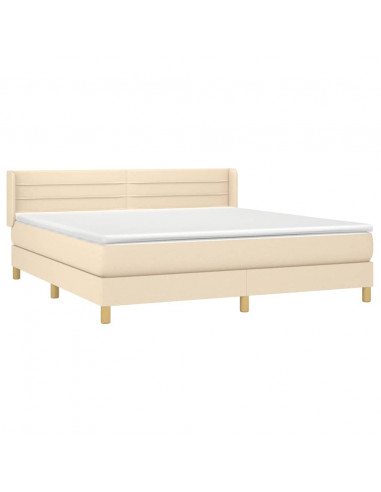 Giroletto a Molle con Materasso Crema 160x200 cm in Tessuto