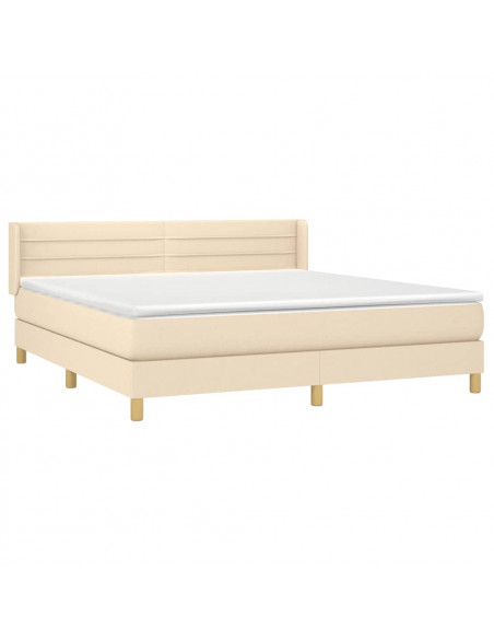 Giroletto a Molle con Materasso Crema 160x200 cm in Tessuto