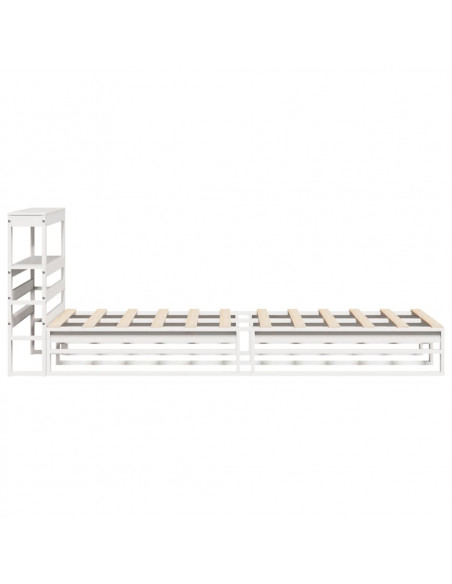 Giroletto con Testiera Bianco 90x200 cm Legno Massello di Pino