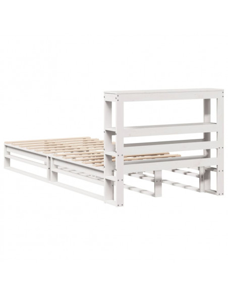 Giroletto con Testiera Bianco 90x200 cm Legno Massello di Pino
