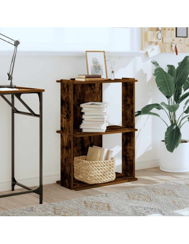 Libreria a 3 Ripiani Rovere Fumo 60x30x80 cm Legno Multistrato