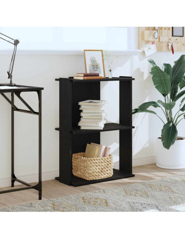 Libreria a 3 Ripiani Nera 60x30x80 cm in Legno Multistrato