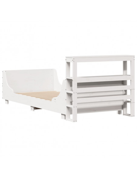 Letto senza Materasso Bianco 90x200 cm Legno Massello di Pino