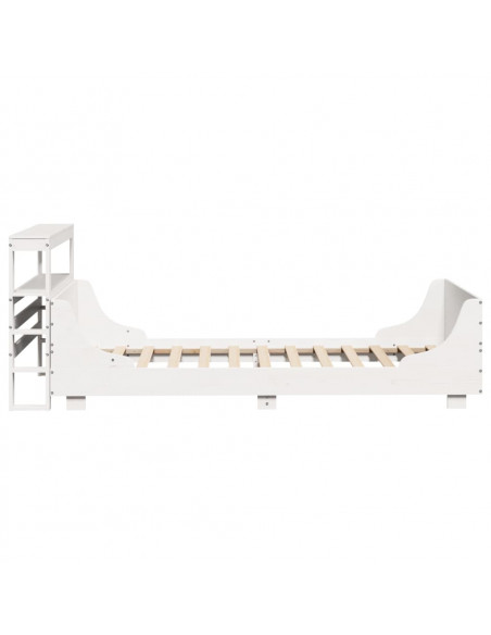 Letto senza Materasso Bianco 90x190 cm in Legno Massello Pino