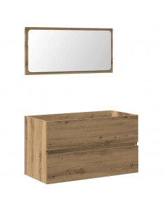 Mobile da Bagno con Specchio Rovere Artigianale Truciolato