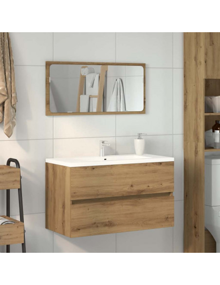 Mobile da Bagno con Specchio Rovere Artigianale Truciolato