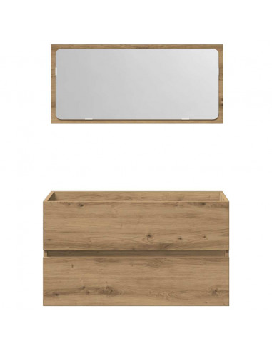 Mobile da Bagno con Specchio Rovere Artigianale Truciolato