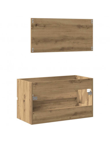 Mobile da Bagno con Specchio Rovere Artigianale Truciolato