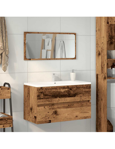 Mobile da Bagno con Specchio in Legno Antico Legno Multistrato