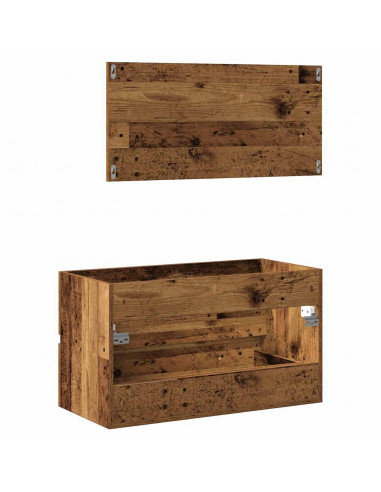 Mobile da Bagno con Specchio in Legno Antico Legno Multistrato