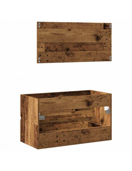 Mobile da Bagno con Specchio in Legno Antico Legno Multistrato