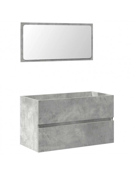 Mobile da Bagno con Specchio Grigio Cemento Legno Multistrato