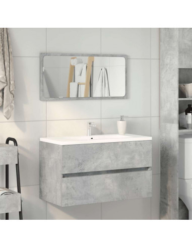 Mobile da Bagno con Specchio Grigio Cemento Legno Multistrato