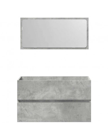 Mobile da Bagno con Specchio Grigio Cemento Legno Multistrato