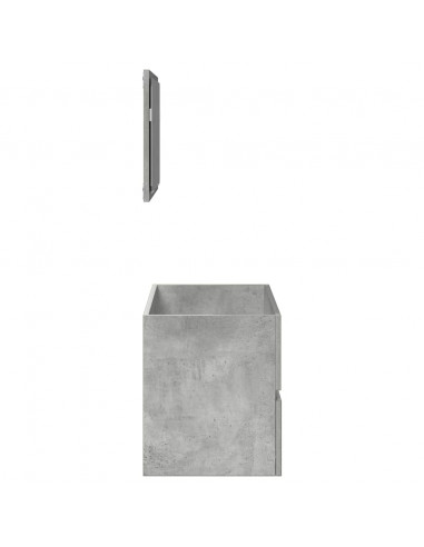 Mobile da Bagno con Specchio Grigio Cemento Legno Multistrato