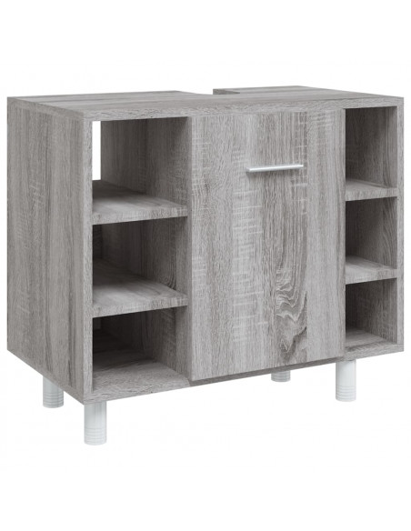 Set Mobili da Bagno 4 pz Grigio Sonoma in Legno Multistrato