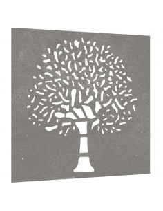 Decorazione Muro da Giardino 55x55 cm Albero in Acciaio Corten 2