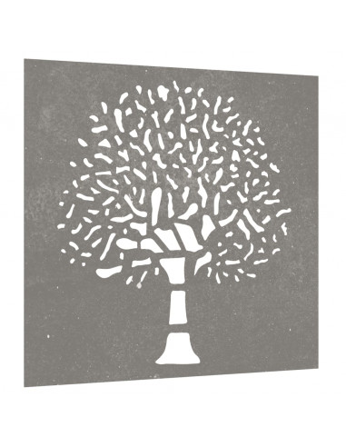 Decorazione Muro da Giardino 55x55 cm Albero in Acciaio Corten
